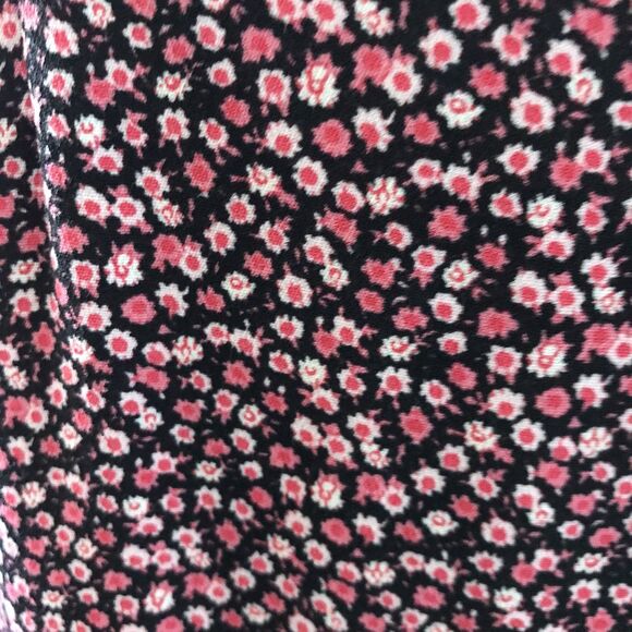 Vintage 90s Pink Black Ditzy Floral Short Sleeve Casual Cinch Waist Mini Dress M - Picture 5 of 8